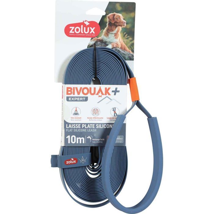 Longe plate - ZOLUX - Bivouak Expert - Silicone - 10 m - Bande réfléchissante