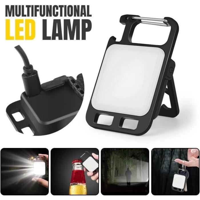 Mini Lampe de Poche LED COB Portable USB Rechargeable Lampe de Travail  Porte Clé