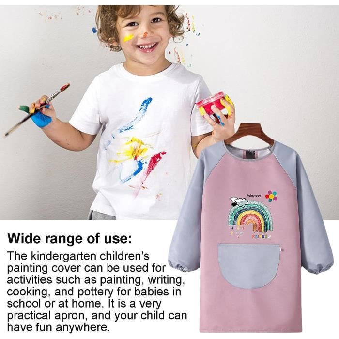Blouse Peinture Enfant 5 12 Ans Tablier de Peinture Enfants a Manches Longues Impermeable Filles Garcons l Ecriture Light Pink Cdiscount Maison