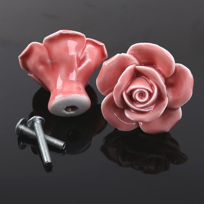 Reheyre Lot De 4 Poignées D'Armoire En Céramique Motif Nuage Rose - Boutons Tiroir Pour Chambre Enfant