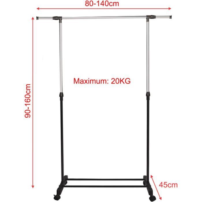 Tringle Cintrée Pas Cher Tringle à Vêtements Avec Corde, Porte Cintres - Dimensions : 100 Cm De Large Tringles à Vêtements Ikea