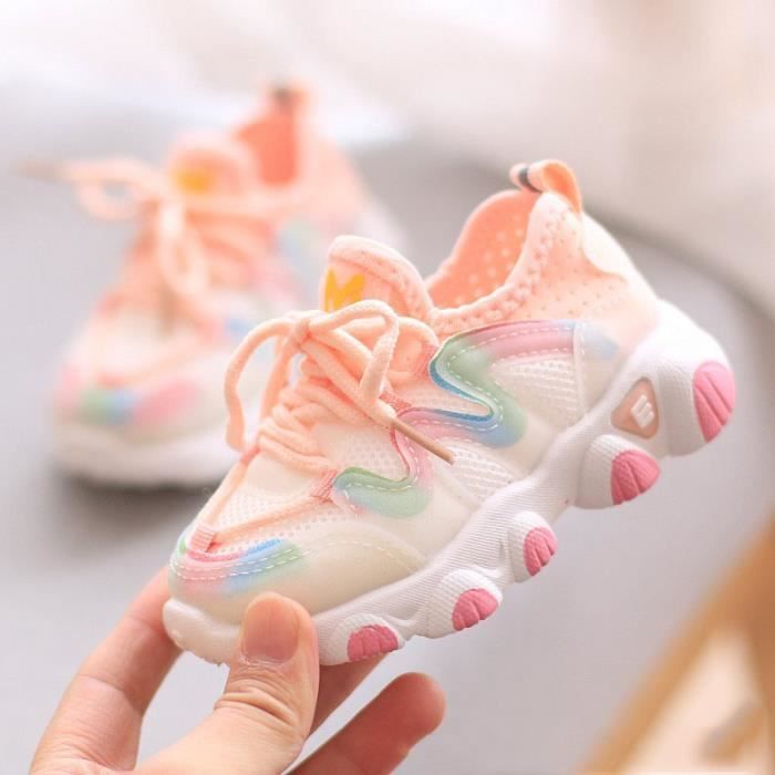 Tout-petit bébé enfants bébé filles maille respirant à lacets chaussures  souples baskets Rose Rose - Cdiscount Chaussures