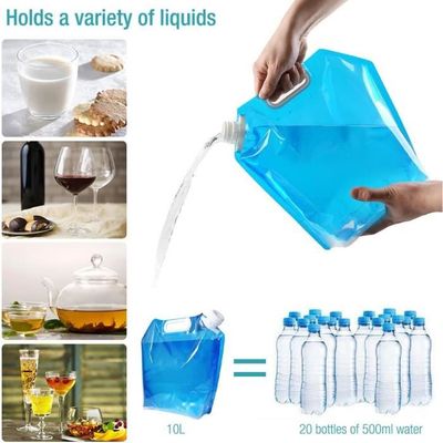 2 Sacs D'Eau Pliables 10L - Réservoir Eau Potable Réutilisable - Pour Camping, Randonnée Ou Urgence