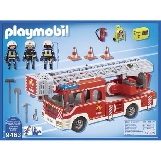 Camion de pompiers avec échelle pivotant 9463 PLAYMOBIL : la boîte à Prix  Carrefour