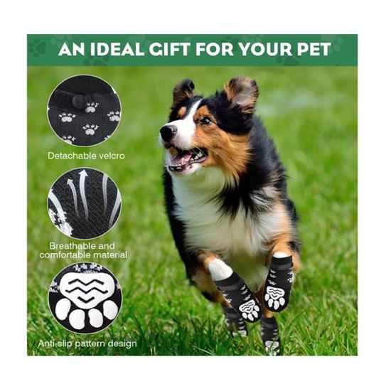 Chaussette Chien 12pcs Chaussettes AntideRapantes Pour Chien Chausson Pour Chien ReGlable Avec Velcro Chaussette Pour Chien M Cdiscount