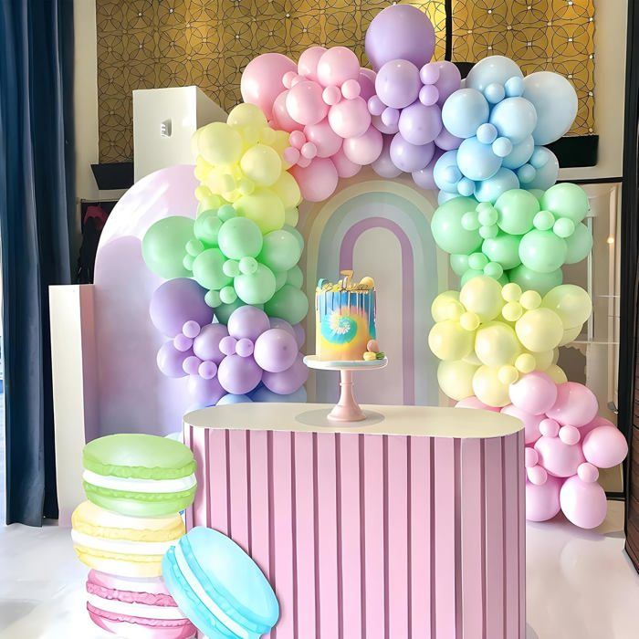 Kit D'arche De Ballons Pastel – 123 Pièces Avec Ballons Marguerite, Pour Anniversaire, Baby Shower, Mariage, Décoration Arc-en-ciel
