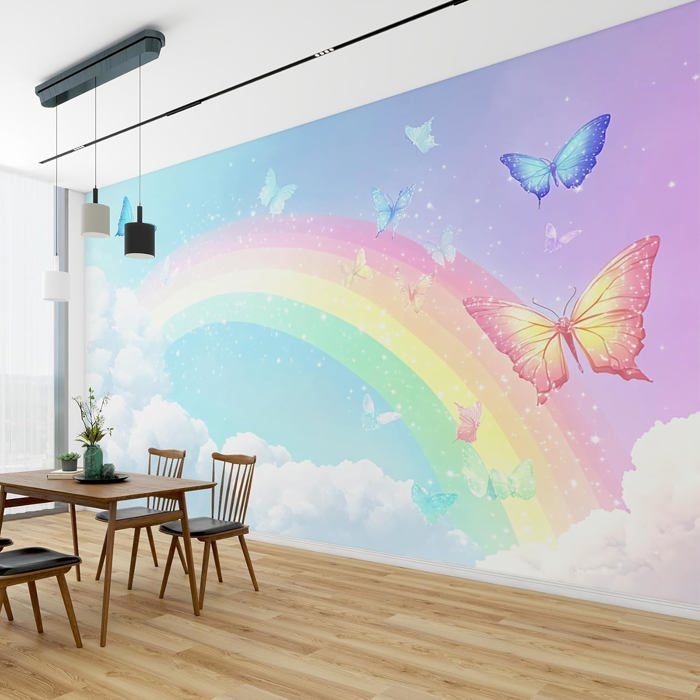 Papier Peint Panoramique Papillon Arc en Ciel, Papier Peint Intissé ...