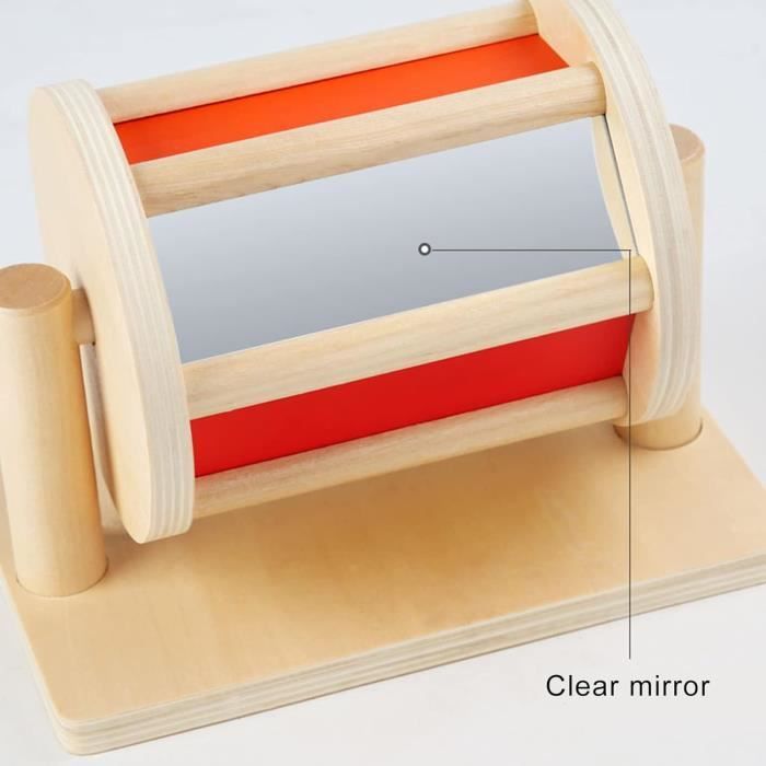 Tambour Arc En Ciel Bébé - Jouet Bébé 6-12 Mois Tournant En Bois Avec Miroir Et Cloche - Jouets Éducatifs