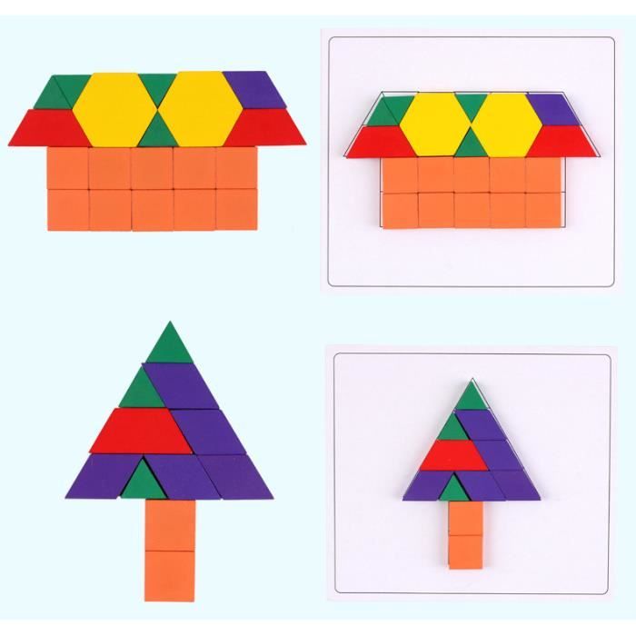 170 Pièces En Bois Géométrie Forme Tangram Enfants Blocs De Construction Puzzle Jeu éducatif
