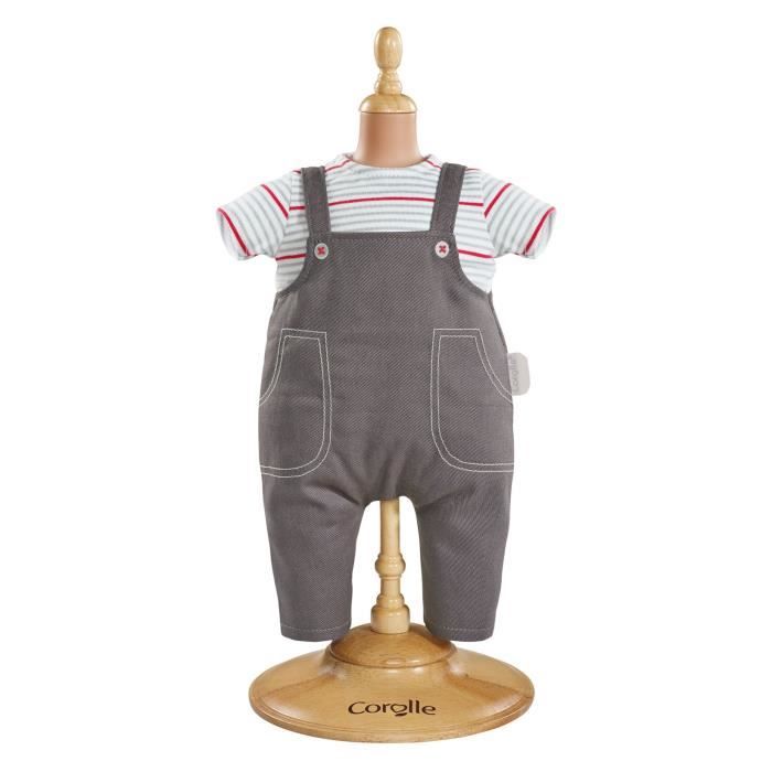 Festfun Tenue Licorne Pour Poupée 36-43 Cm – T-Shirt Rayé Rose + Salopette + Chaussettes + Cintre – Vêtements Mignons Poupon