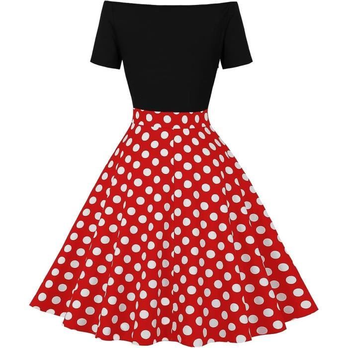 Robe vintage elegante a pois rustique Rouge Rouge Cdiscount Pret a Porter