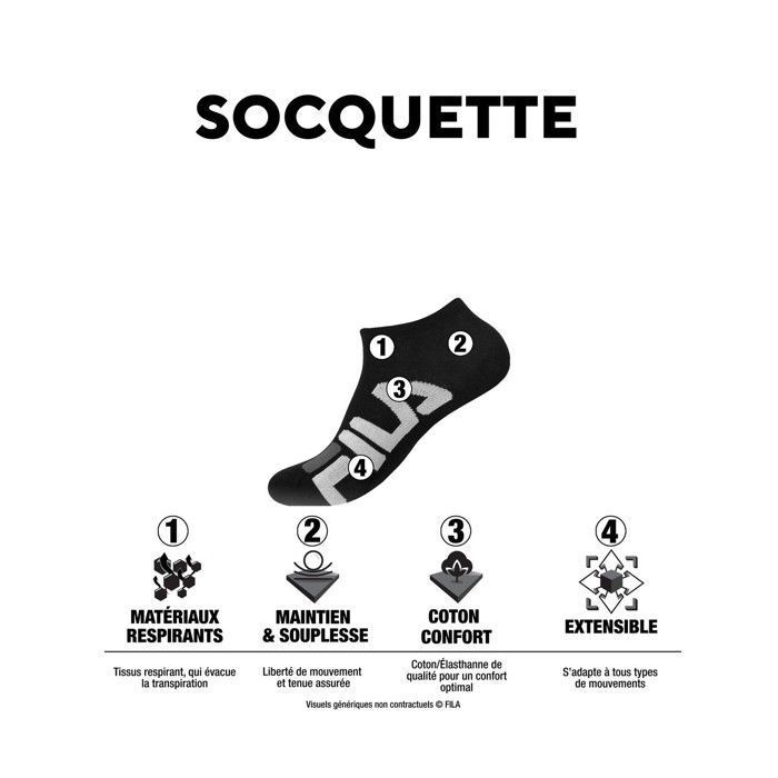 FILA Pack suprise Chaussette Sport coton Lot de 12 Femme Noir