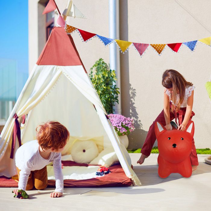 Relaxdays Animal Sauteur Éléphant Avec Pompe - Supporte 100 Kg - Jouet Gonflable Enfants Gris