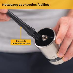 Moulin à Café Manuel Réglable 40 Niveaux - Portable, Avec Brosse - Pour Café Filtre, Expresso, Cold Brew - Voyage, Maison, Camping