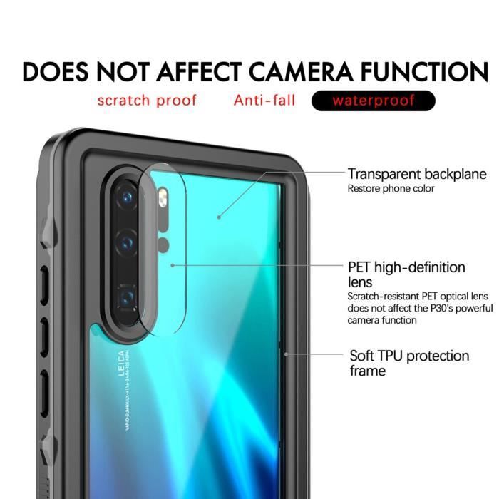 Inkolelo Coque tanche Huawei P30 Pro IP68 imperm able Etui 360