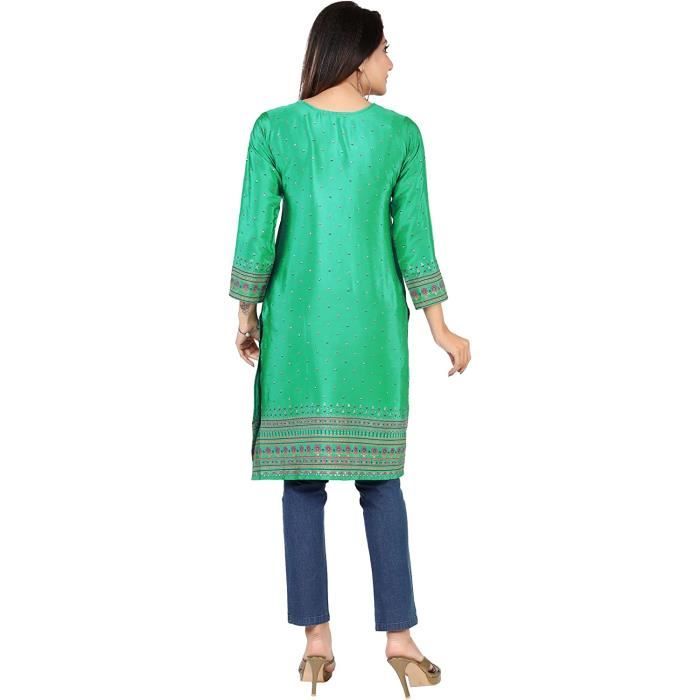 Tunique indienne kurti ethnique boheme chic crepe soie VERT Cdiscount Boutique Erotique