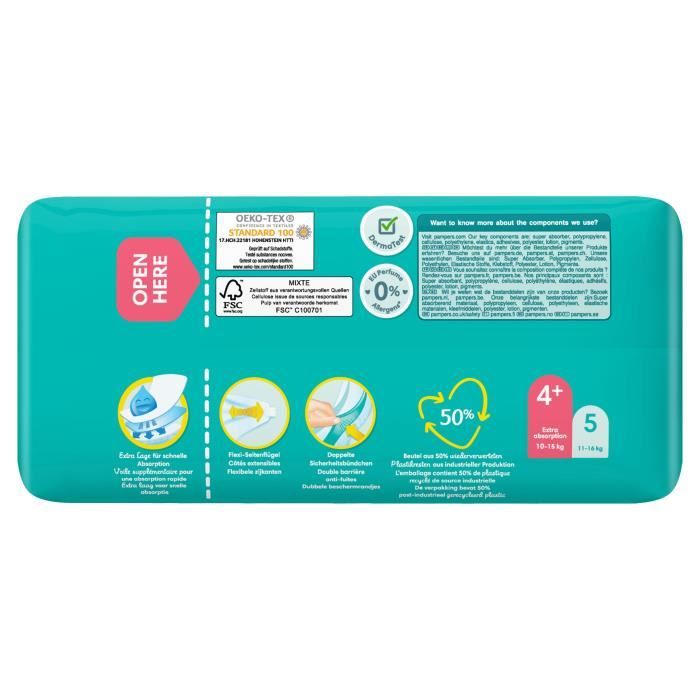 PAMPERS Baby-Dry Taille 4+ - 43 Couches - Cdiscount Puériculture
