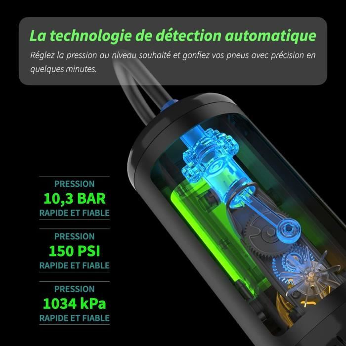 Coolado tPump X - Compresseur sans fil : Pompe à Pneus Réglages ...