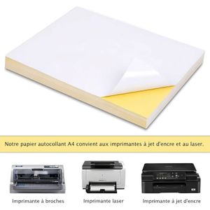 Papier Autocollant Mat A4 - 80 Feuilles, Pour Imprimante Laser Et Jet D'encre - Pour étiquettes, Autocollants, Scrapbooking