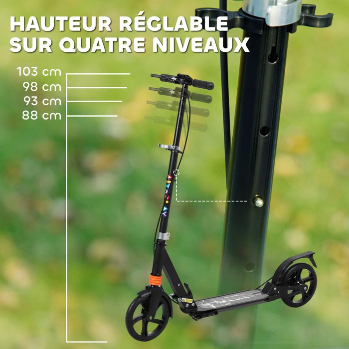 Trottinette Pliable Aluminium – Grandes Roues, Guidon Réglable, Légère, Pour Adulte Et Enfant, Urbain
