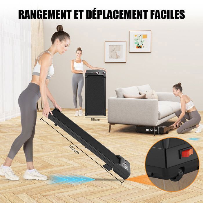 Tapis De Marche Inclinable Copant 3CV - Pente Jusqu'à 9%, Vitesse 1-6 Km/h, Charge Max 136 Kg, Compatible App
