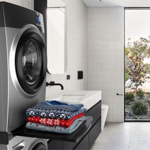 Kit De Superposition Universel Lave-linge Et Sèche-linge Avec Tablette Et étendoir - Blanc, Support 100 Kg - 14