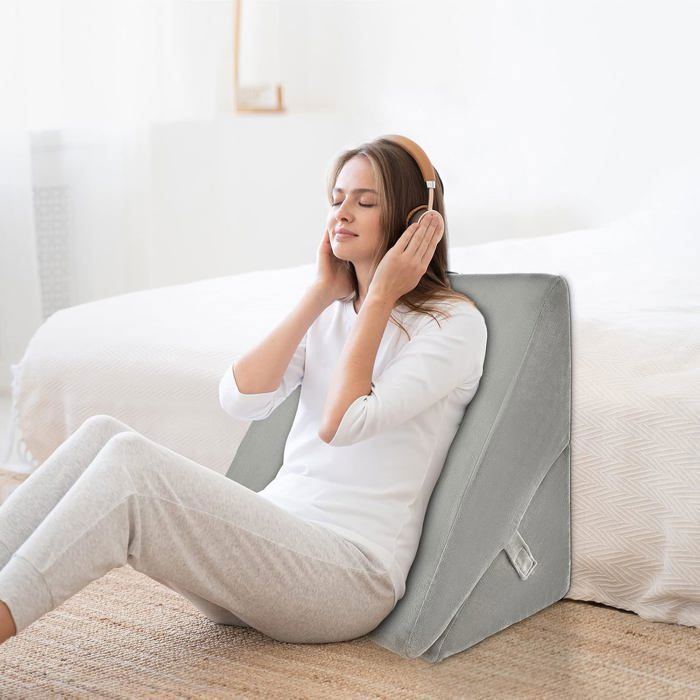 Coussin Lecture GOPLUS 2en1 | Set De 3 Oreillers | Mousse Mémoire | Housse Lavable | Pour Dos, Nuque Et Jambes