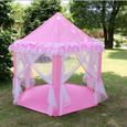 Tente de jeu enfant château princesse Disney - forme hexagonale - rose - 135cm x 140cm-0