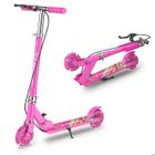 FOXSPORT Trottinette Enfants-Pliable et 2 Roues clignotantes de nuit-Frein à mains-Charge maximale 100 kg-Rose Red