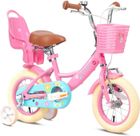 Glerc 16 Zoll Kinderfahrrad für 4 5 6 7 Jahre alte Kleine Mädchen niedliche Fahrräder mit Korb Stabilisatoren und Glocke, Rose