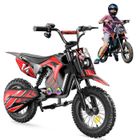 ISCOOTER Moto électrique pour enfants A14 Rouge, 500W, 3 Vitesses 8-27KM/H, Pneus 14’’ tout-terrain, Autonomie 22 km, Bluetooth,