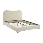 SWEEEK Lit avec sommier à lattes et tête de lit. blanc finition bouclette. L203 x P148 x H97cm