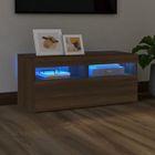 vidaXL Meuble TV avec lumières LED Chêne marron 90x35x40 cm, meuble TV avec lumière LED, support tv, armoire média, meuble 815677