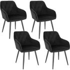 WOLTU 4x Chaise Salle à Manger, Chaise de Cuisine en Velours, Assis Rembourré et Pieds en Métal, Noir BH352sz-4