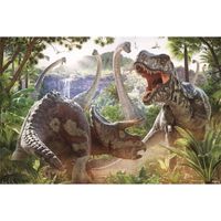 Poster Dinosaures - T Rex Et Tricératops, Rencontre Dangereuse (61 x 91 cm)