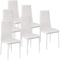 Lot de 6 Chaises de Salle à manger ou de cuisine Design épuré Cadre en Acier Blanc