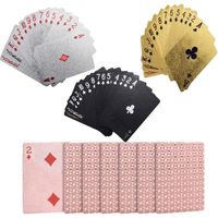 Loscrew Lot de 4 jeux de cartes de poker étanches en plastique - Noir + argent + or + or rose