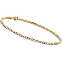 Orovi Femme, 14 Kt / 585 Or Bracelet avec Diamants en Or Jaune Bracelet Tennis et Diamant 1 Ct, Longeur 18 cm