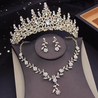 Ensemble de couronne d'or - Parures De Bijoux En Cristal Pour Femmes, Magnifiques Diadèmes De Mariée, Couronn