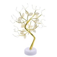 DAMILY® Arbre lumineux led  - feuilles d'or - USB ou pile - 72 LEDs Decoration mariage champetre veilleuse fil de cuivre