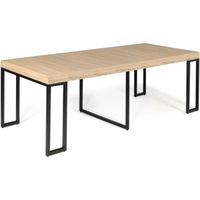 Table console extensible  effet bois et métal - 4 rallonges