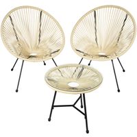 TECTAKE Ensemble table et chaises de jardin SANTANA Résistant aux intempéries Résistant aux UV - Beige