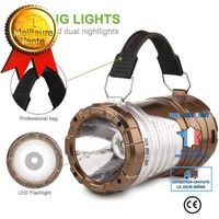 TD® Lanterne de camping Solaire à LED Rechargeable- Torche ultra lumineuse Lumière d'urgence -Lampe portable Multifonction