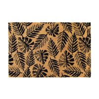 FOUGERE - Tapis Paillasson en fibre de coco motif fougères naturel et noir  60 x 40 cm