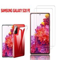 Pour Samsung Galaxy S20 FE- S20 FE 4G- S20 FE 5G: Coque silicone gel UltraSlim + 2x Films Verre Trempé - TRANSPARENT