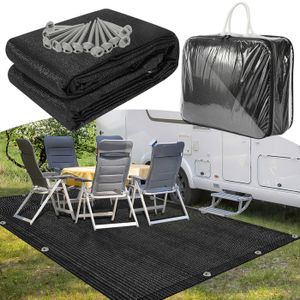 Moritz Premium Tapis Pour Auvent 250 X 600 Cm, Bleu Métallique, Fils Traversants Blancs, Tapis De Camping, Tapis De Tente, Tapis De Sol Pour Caravane, Camping-Car