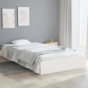 STRUCTURE DE LIT Chambre 90 x 200 cm Cadre de lit Moderne blanc boi