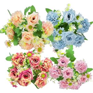 FLEUR ARTIFICIELLE 4Pcs Fleurs Artificielles Fausse Bouquets De Fleur