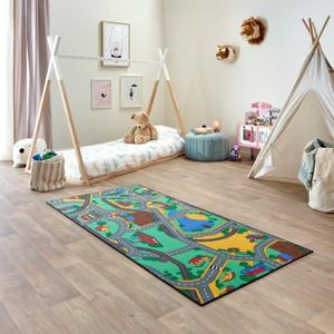 TAPIS Tapis de Jeu Enfant 95x200cm, Playtime - Tapis Circuit Voiture - Lavable - Antidérapant - Carpet Studio