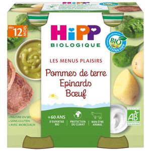 PLATS CUISINÉS Hipp Bio Les Menus Plaisirs Pot Épinards Pommes de Terre Bœuf +12m 2 x 250g